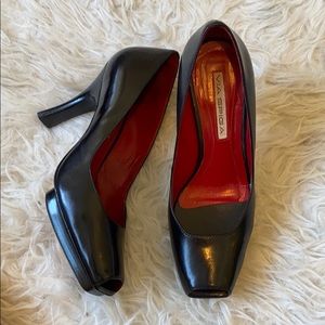 VIA SPIGA Black Peep Toe Platform Leather Heel 6.5